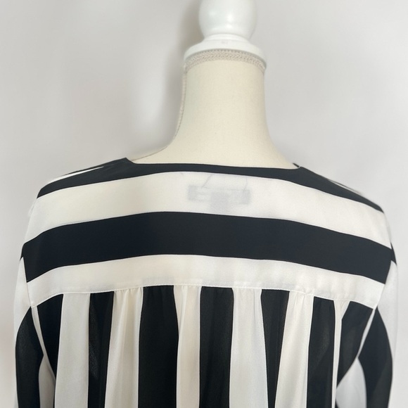 INC Referee Black and White Stripe Size L High Low Blouse NWT - Picture 7 of 11
